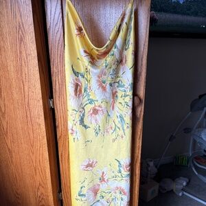 Satin like yellow floral dress